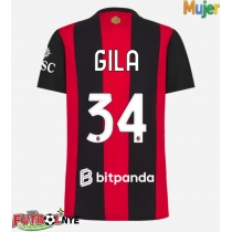 Camiseta AC Milan Mario Gila #34 Primera Equipación para mujer 2026-27 manga corta